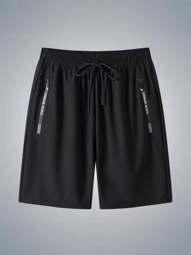 Men's Loose Plus Size Pocket Zipper Sporty Casual Outerwear Quick Dry Beach Shorts with High Elasticity and Breathability
