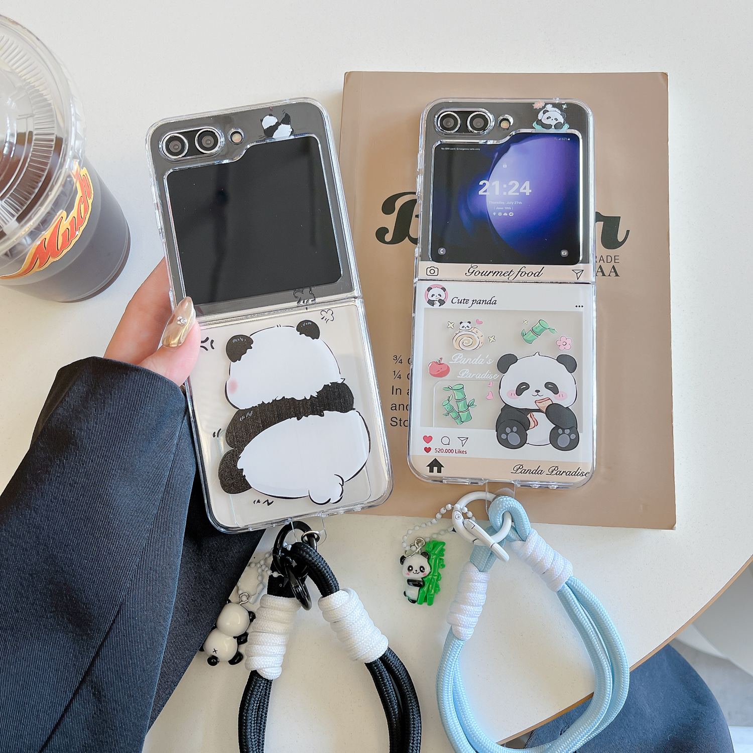 可爱熊猫适用三星ZFlip7/6手机壳zfold5折叠zflip4保护壳zfold7/6