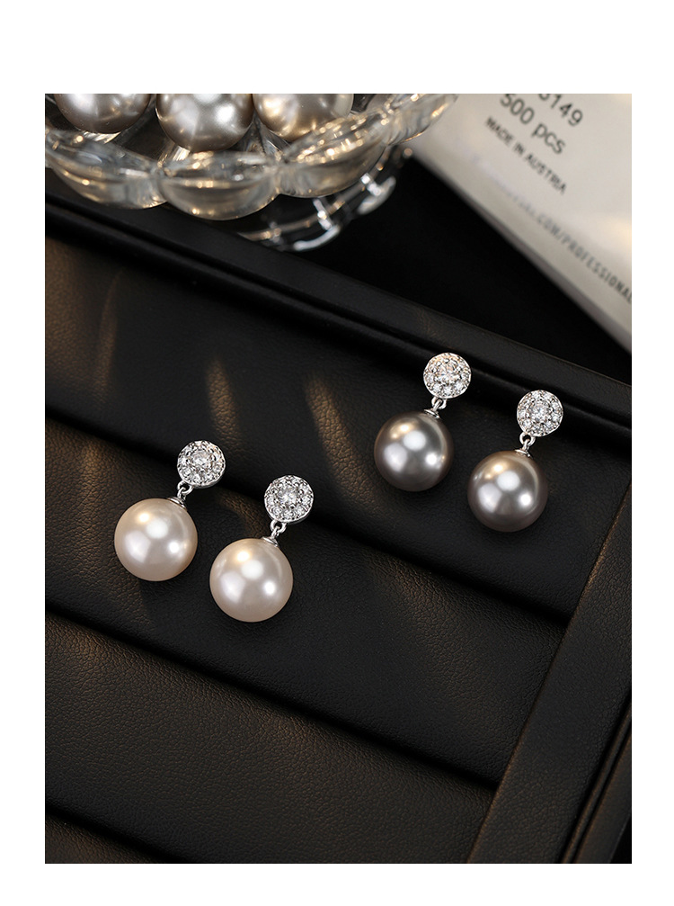 925 Sterling Silver Ear Needle Material 1 Pair 925 Sterling Silver Pearl Zircon Geometric Drop Earrings