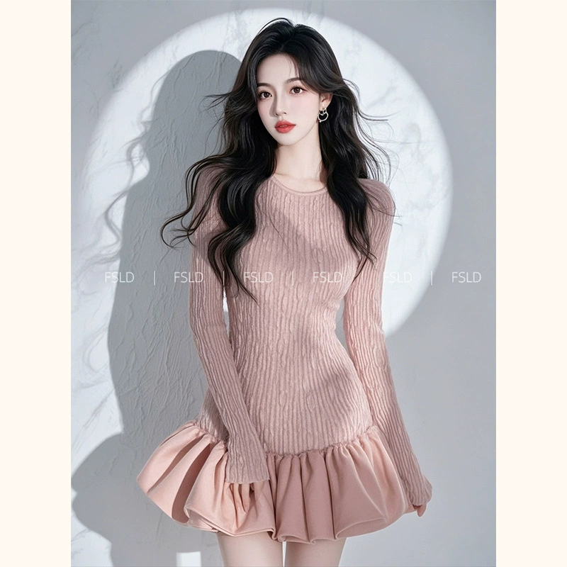 YT407973 носить уникальные красивые розовые кружевные сшитые платья 2025 новые женские ранние весенние