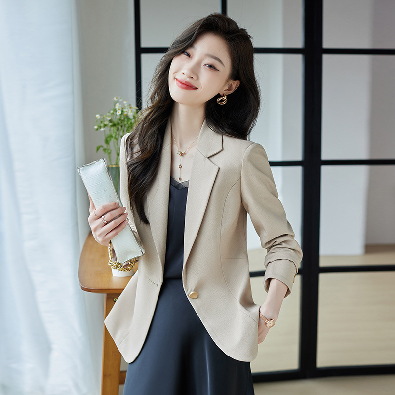 Elegant professional autumn apricot demi-season classic suit jacket…