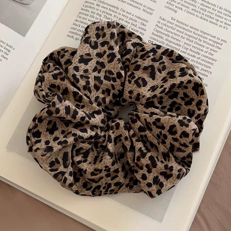 Leopardo anillo de cabello de intestino grande cuerda de cuero super grande correa de correa de cabello de alta calidad de mujer cuerda de cabello de cola de caballo de alta elasticidad y durabilidad