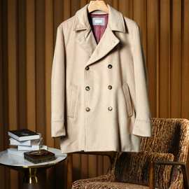BC男士双排扣西装领羊绒羊毛大衣外套 质感挺括保暖 顺滑亲肤