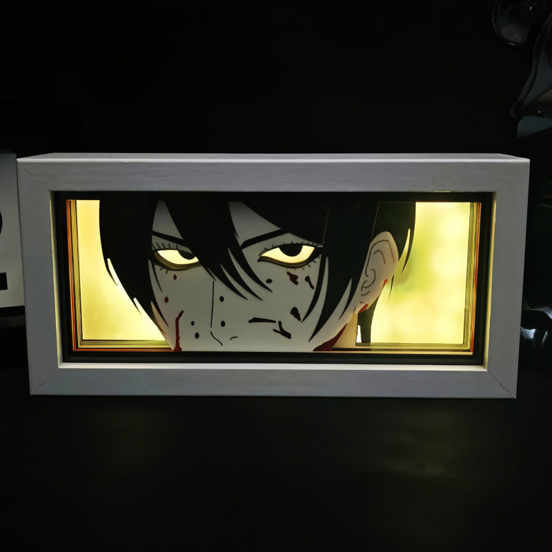 Attack on Titan Night Light Anime Paper Carving Lamp Photo Frame Lamp Bedroom Bedside Desk Luminous Decorative Ornaments Wholesale