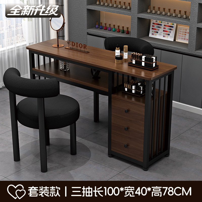 レトロスタイルのマニキュアテーブルと椅子セット、シンプルでファッショナブルなシングルとダブルのマニキュアテーブル、日本製の特別価格の経済的なマニキュアショップテーブル|undefined