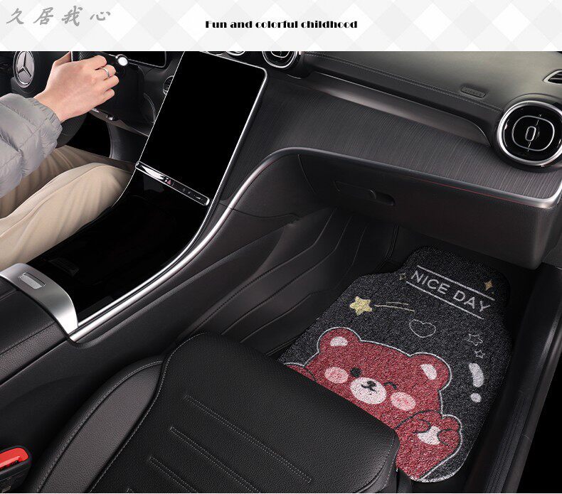 Car floor mats for the driver's and rear seats, cute, wear-resistant, dirt-resistant, easy to clean, new carpet-style floor mats for women