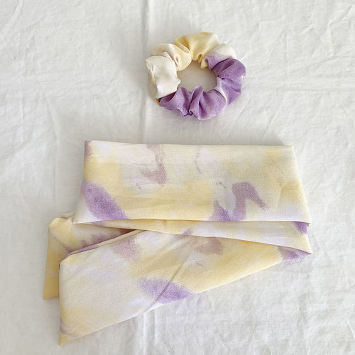 Oil painting girl bow large intestine circle streamer Korean version cute super fairy hair tie Internet celebrity fabric fashion hair tie