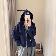 韩代崔迪后背印花连帽抽绳外套女秋季新款卡通宽松休闲长袖上衣