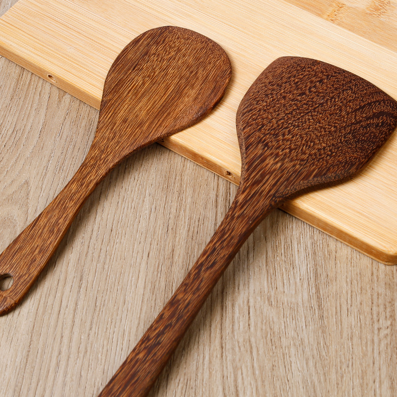 Espátula de madera de ala de pollo, cuchara de sopa, pala de arroz, mango de madera al por mayor, cocina antideslizante y antiescaldado, sartén antiadherente, utensilios de cocina de madera maciza, tallado