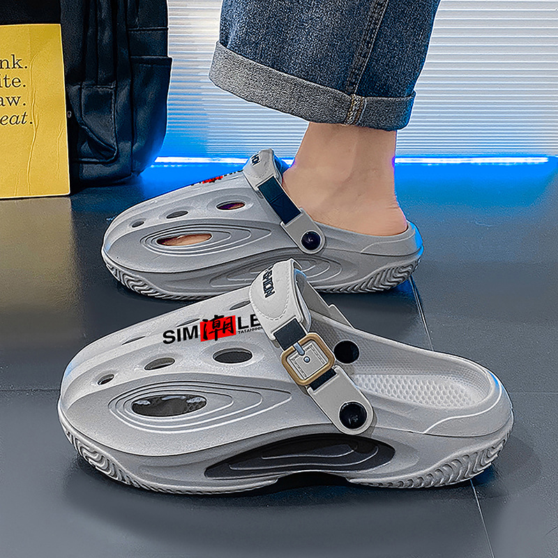 Zapatos con agujeros para hombres 2025 verano ocio para estudiantes vadeo en la playa, suela gruesa ligera, zapatillas Baotou