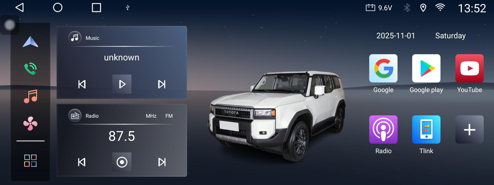 Applicable to 24 25 Toyota Bully lc250 Prado Central Control Large Screen Navigation 360 Panoramic Image All-in-One Machine
