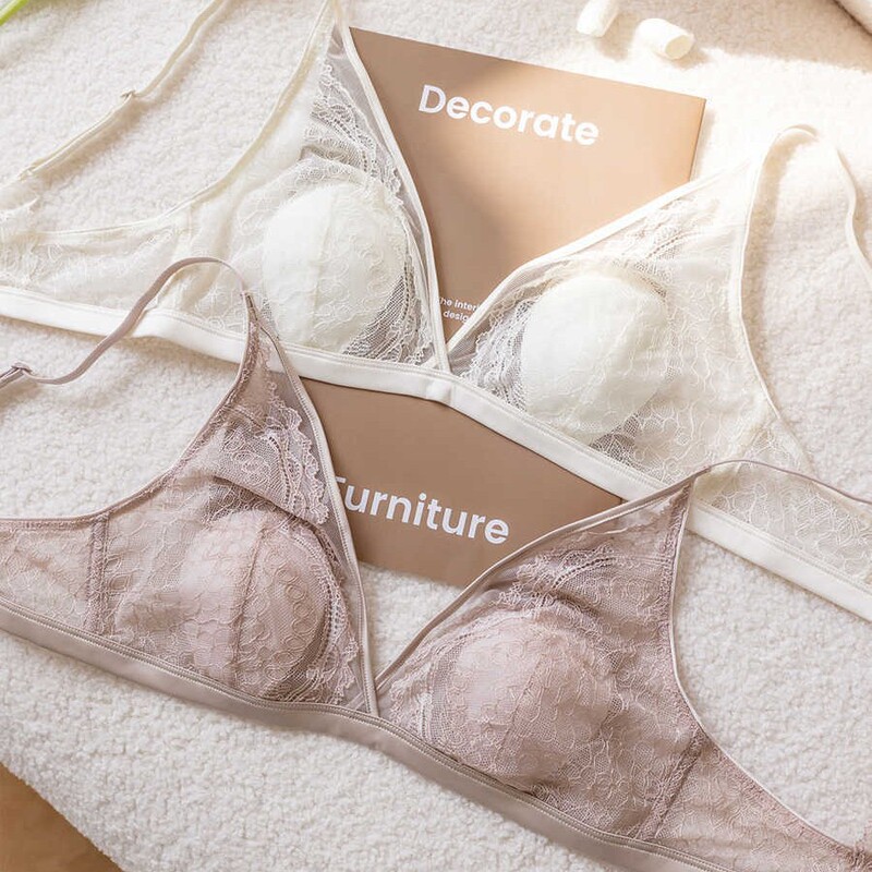Pure Desire Sexy Underwear Lace Small Breast Bra Thin French Rabbit Ear Cup Summer Silk Mulberry Silk Girly Feel
