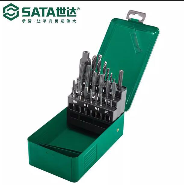 SATA世达工具22件高速钢粗牙丝锥麻花钻组套50454