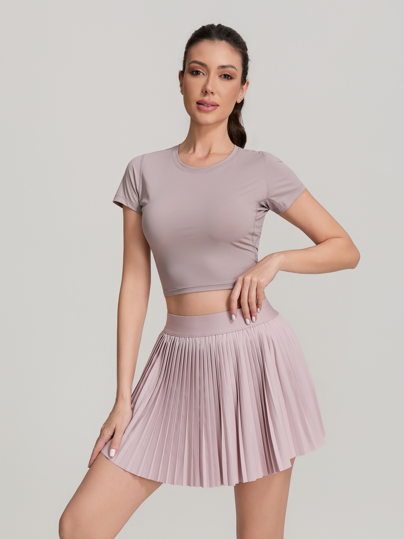 Purple women's tennis skirt set 5