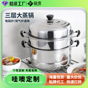 Wow Customized Household Stainless Steel Steamer Thickeneded Double-Layer Steamed Bun and Fish Pot Multi-Layer Thickeneded Steaming and Stewing Special Pot