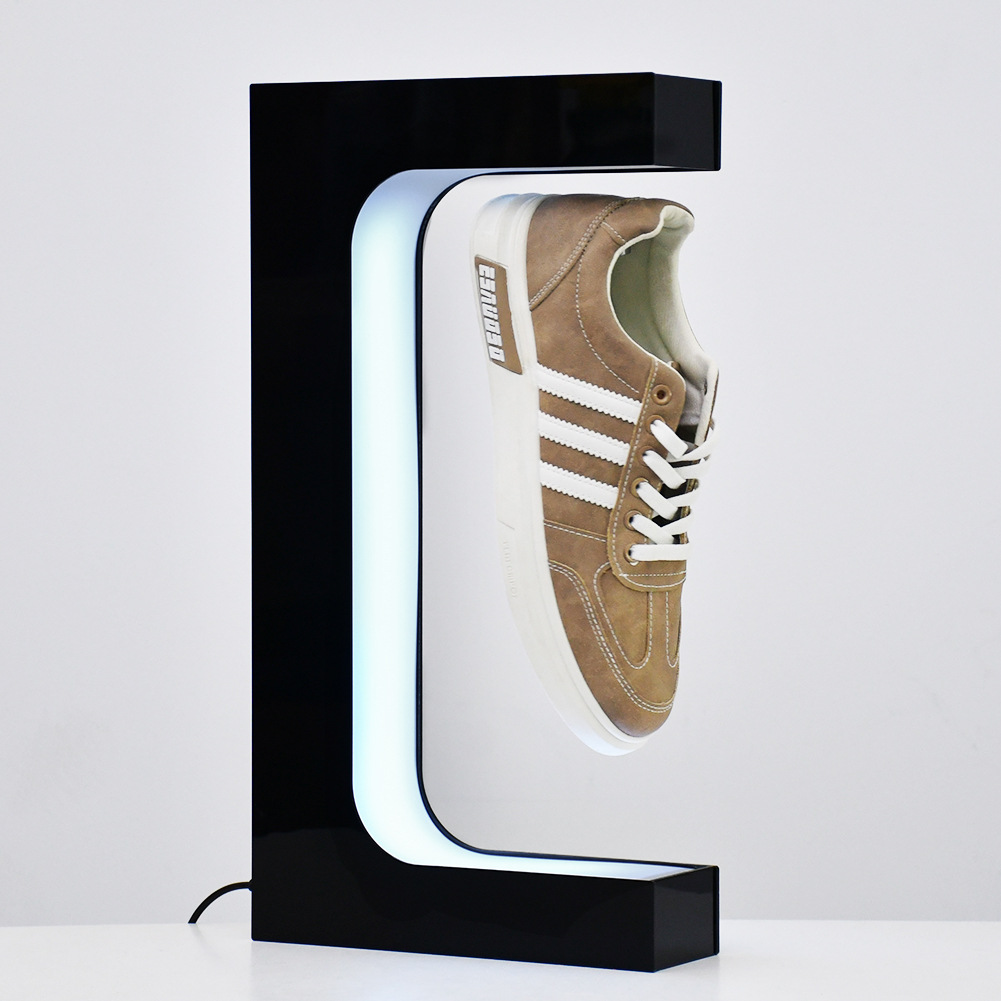 Soporte de Exhibición Giratorio con Levitación Magnética para Zapatos, de Acrílico, con Luz LED, para Comercio