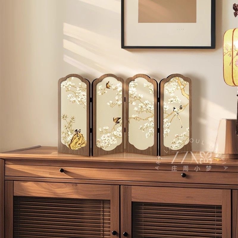 New Chinese-Style Flower and Bird Screen Desktop Ornament, Entryway Cabinet, Tea Table, Home Decoration, Chinese-Style Living Room Painting Gift