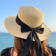 新款洋气百搭夏季新款蝴蝶结大檐草帽女防晒遮阳时尚海边沙滩帽子