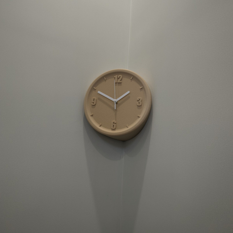Tecnología de decoración de color sólido esquina simple perforación moderna sin arte digital agujero de pared reloj silencioso esquina de campana