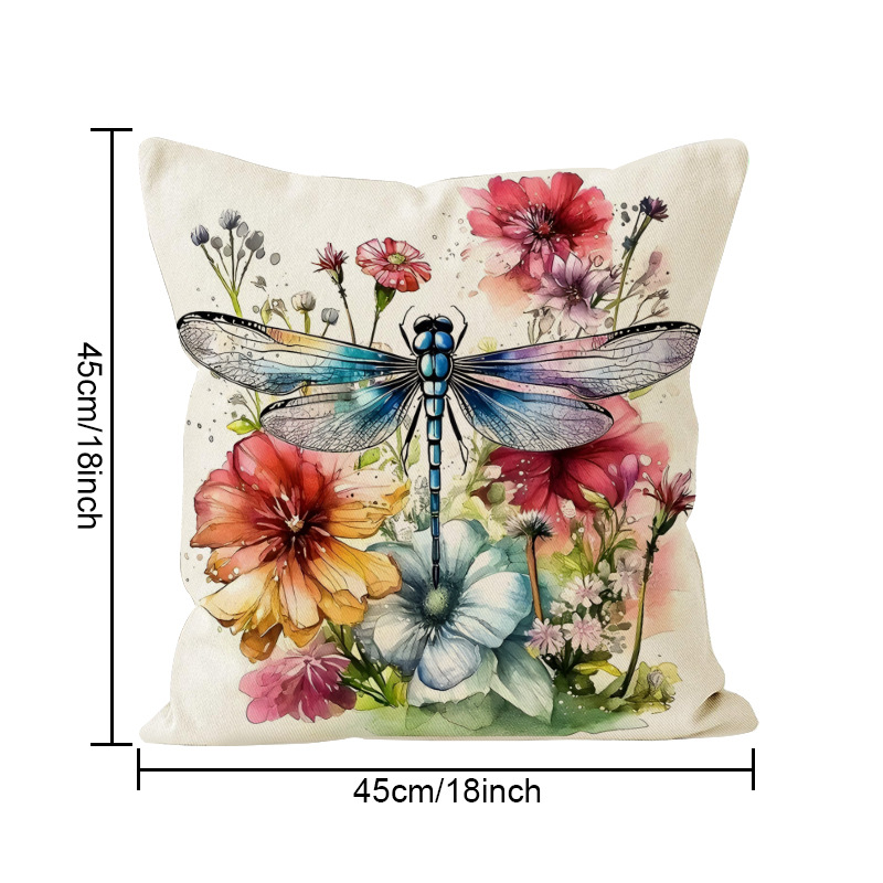 primavera libélula impresión almohada cubierta sofá decoración de sala de estar almohada cubierta de estudio transfronterizo dormitorio cojín de lino