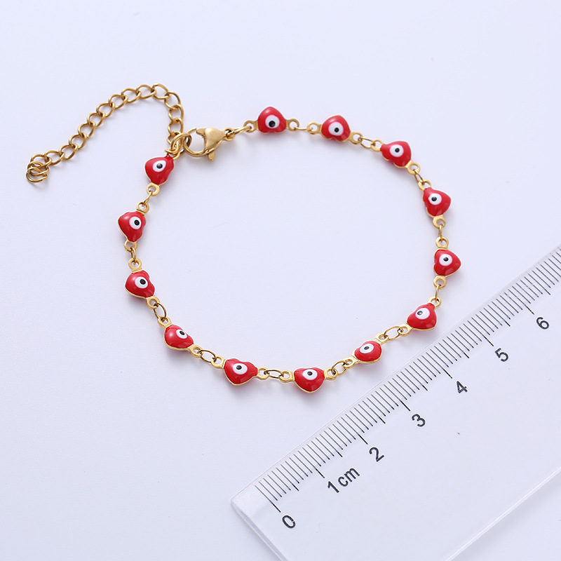 18K Gold Plated Plating Material 304 Stainless Steel Pendant Material Epoxy Inlay Material PVD Coated 18K Gold Plated Devil'S Eye 304 Stainless Steel Fashion Waterproof Non Tarnish 304 Stainless Steel Bracelets