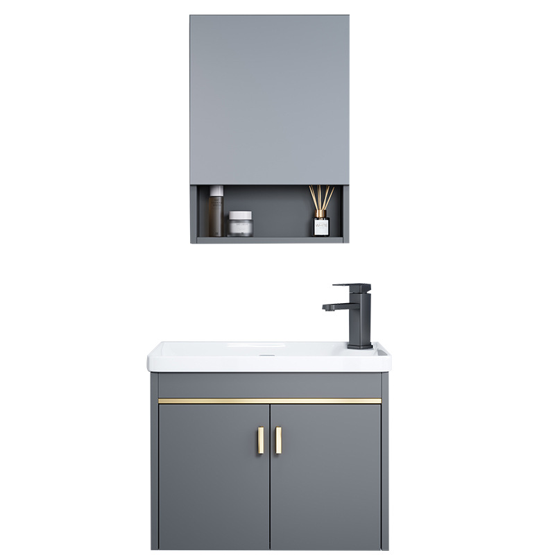 gabinete de lavabo de baño combinado espacio gabinete de baño de aluminio todo en cerámica tipo pared colgante transfronteriza lavabo de familia pequeña