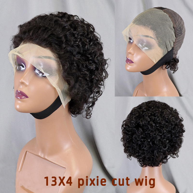Cross-Border European and American Wig 13X4 Pixie Curly Wig Pixie Real Wig Headgear Front Lace Wig