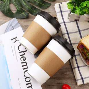Baiyi Disposable Thickened Anti-scalding 80 Caliber Kraft Paper Cup Set 90 Caliber Commercial Paper Cup Set
