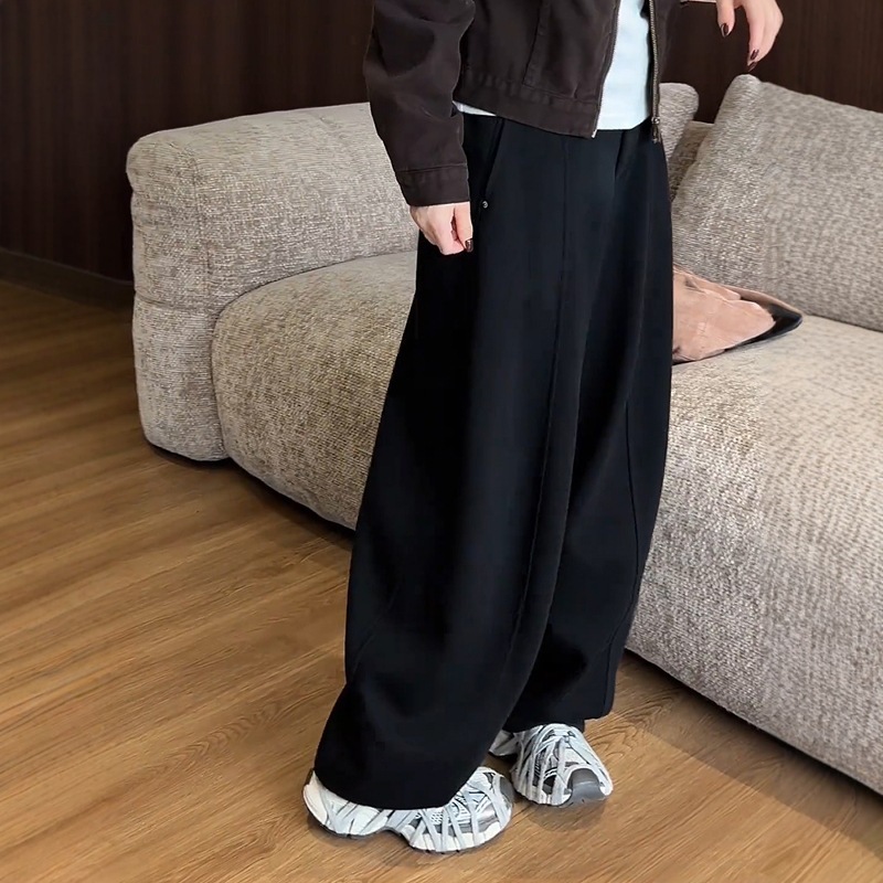 22369高腰显瘦立体裁剪休闲裤2025春秋新款时尚设计感直筒阔腿裤|undefined