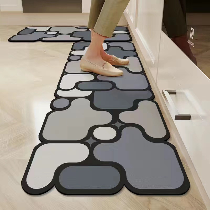Tapis de sol de cuisine créatif en forme de puzzle, absorbant la boue de diatomées, tapis doux à séchage rapide, tapis de porte d'entrée de maison, tapis de salle de bain antidérapants_voghion.com