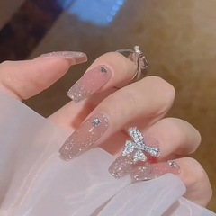 小紅書同款純欲風爆閃碎鑽蝴蝶穿戴甲 手工diy美甲貼片成品nails