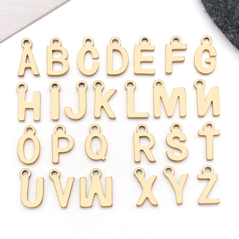 Stainless Steel 26 Lowercase Gold-Colored English Letter Pendants DIY Bracelet Necklace Pendant Jewelry Accessories Stainless Steel 26 Lowercase Gold-Colored English Letter Pendants DIY Bracelet Necklace Pendant Jewelry Accessories