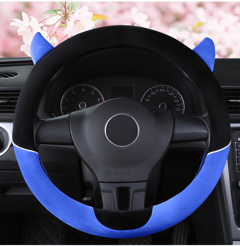 New Cartoon Little Devil Car Steering Wheel Cover Men's and Women's Cute Short Plush Fashion Car Handicap Cover Autumn and Winter