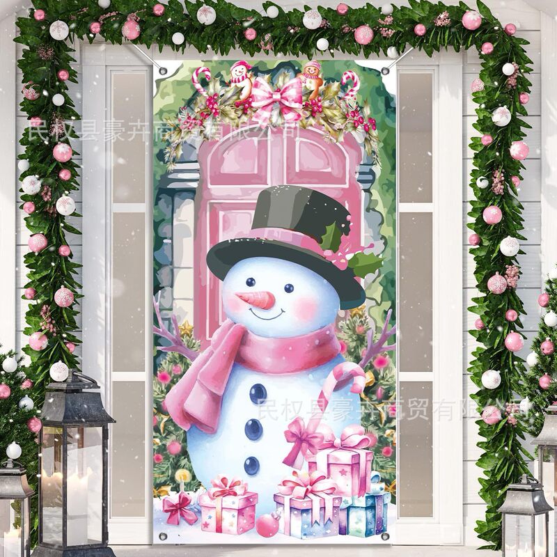 クリスマスドアカバー装飾サンタクロースクリスマス雪だるま背景布新年クリスマス屋外パーティー装飾ドア幅|undefined