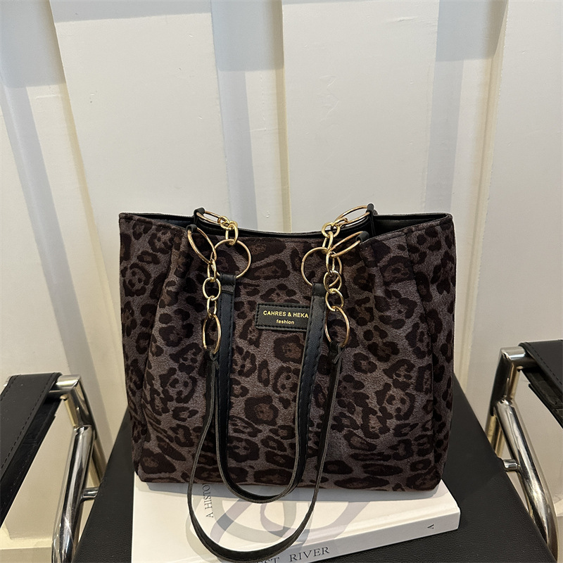 Bolsas de moda de leopardo de mujer, bolsas de tote de viento perezoso, 2024, bolsas de brazo nuevas, bolsas de hombro casuales de estilo europeo y americano