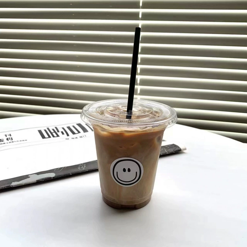 Disposable coffee transparent high quality plastic glass, internet celebrity, increased thickness