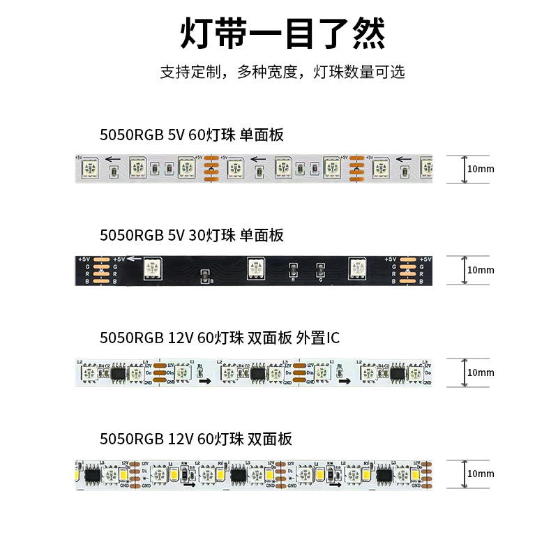 5050RGBLED 시세 램프 5V 60 램프 원격 제어 오디오 장식 LED 램프 분위기 라이트 바 5.5MM 8MM 10