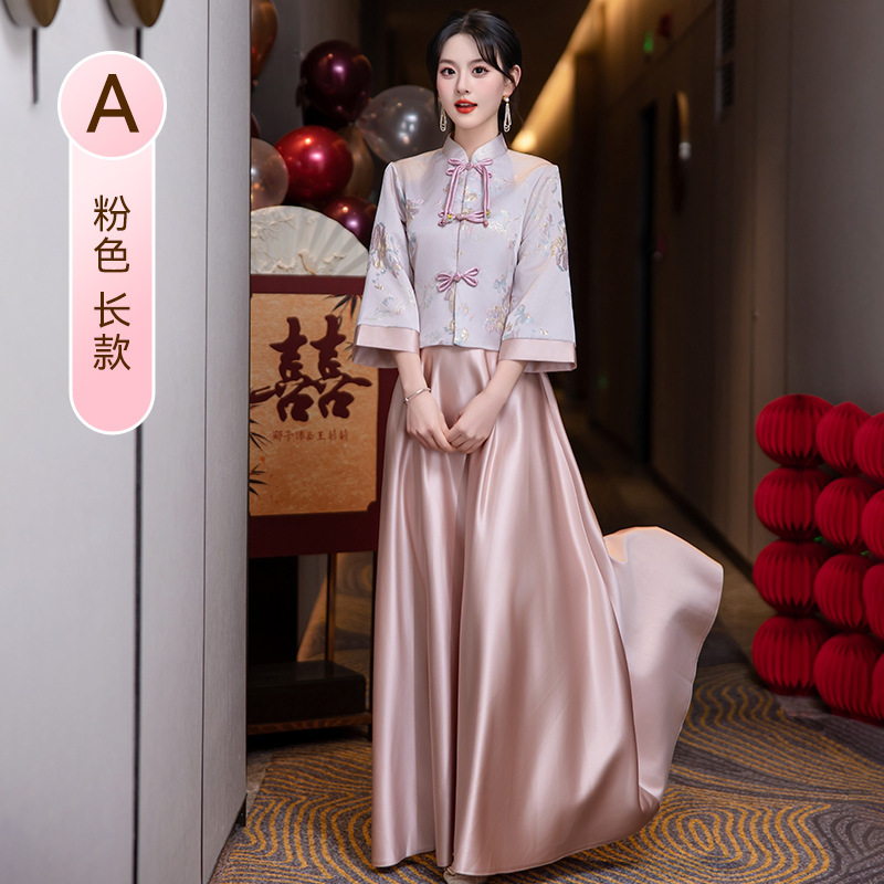 中式伴娘服女2025新款小众婚礼姐妹团马面裙礼服套装秋冬平时可穿|undefined