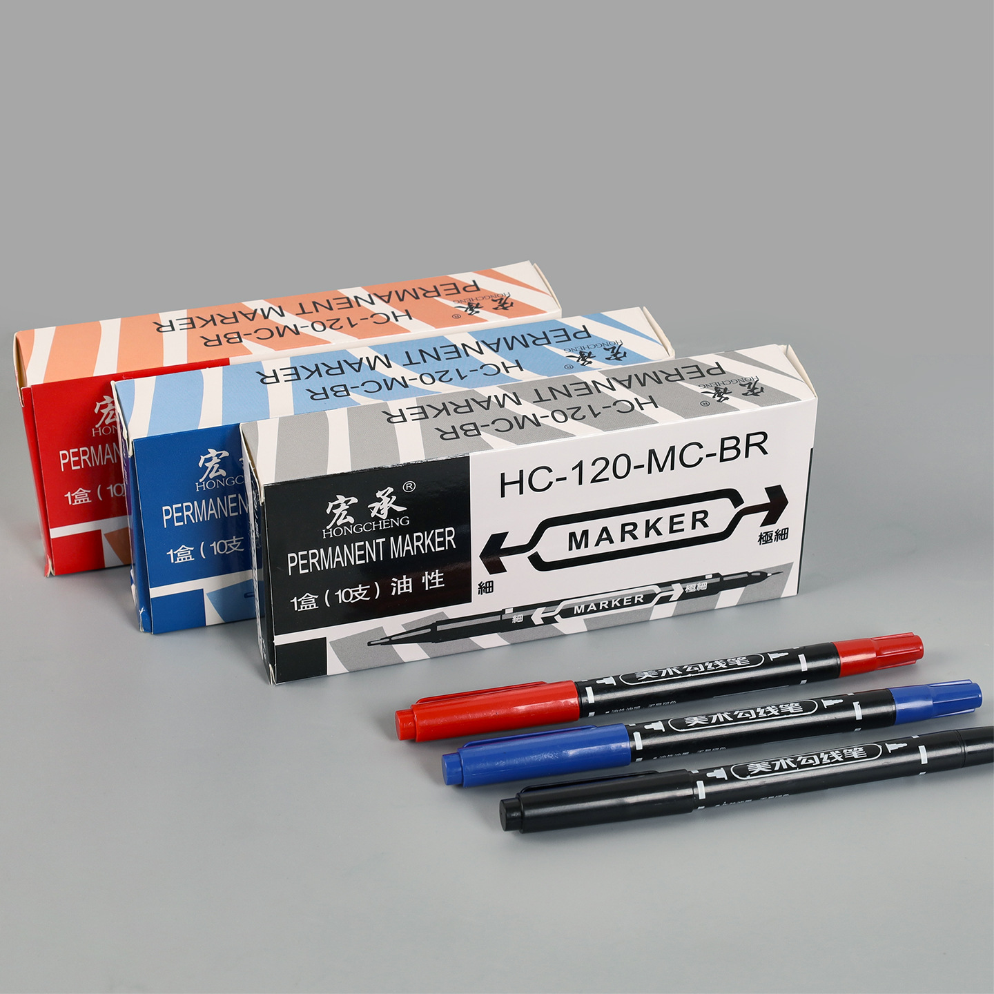 Papelería, marcador de doble cabeza pequeño aceitoso, bolígrafo de línea de dibujo para niños, marcador de secado rápido, venta directa de fábrica al por mayor