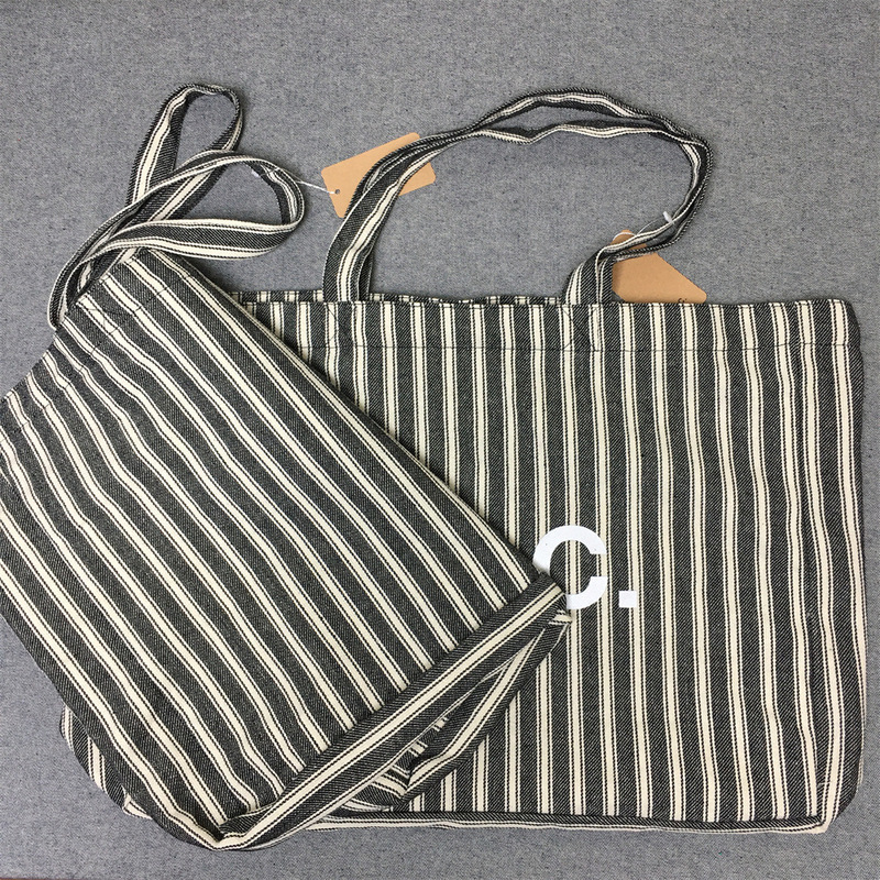 Lotte Japanese South Korea Hot Sale AP Vertical Stripe Shopping Bag Handbag Single Shoulder Men's and Women's Hand Canvas Bag