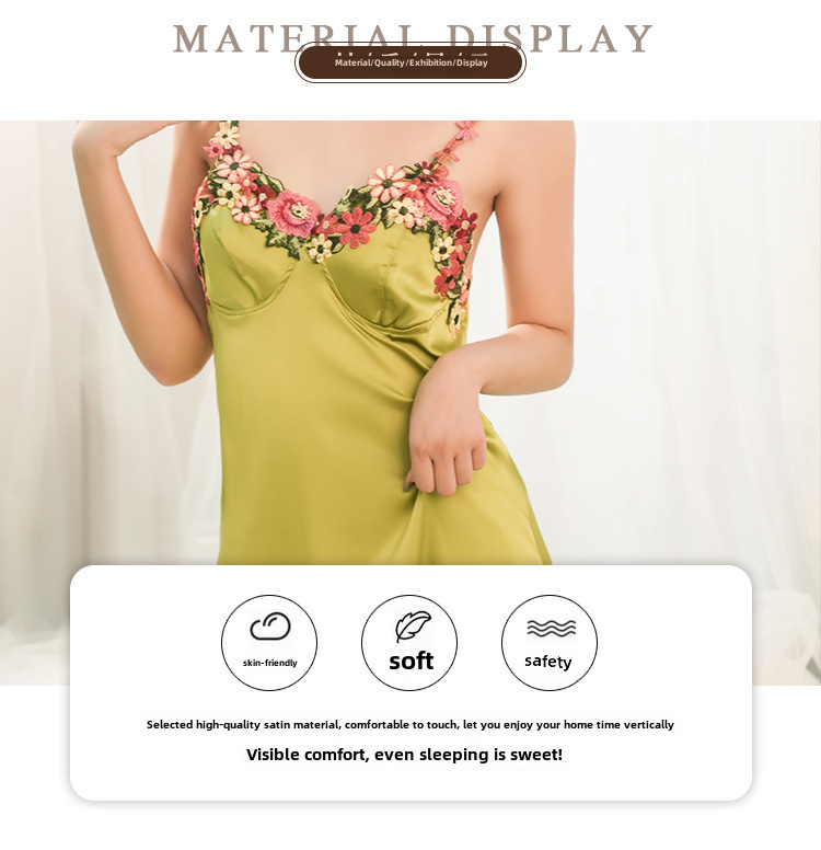 Yiying nouvelle chemise de nuit sexy sangle satin pyjamas femmes été pur désir style chemise de nuit tentation sexy lingerie costume_voghion.com