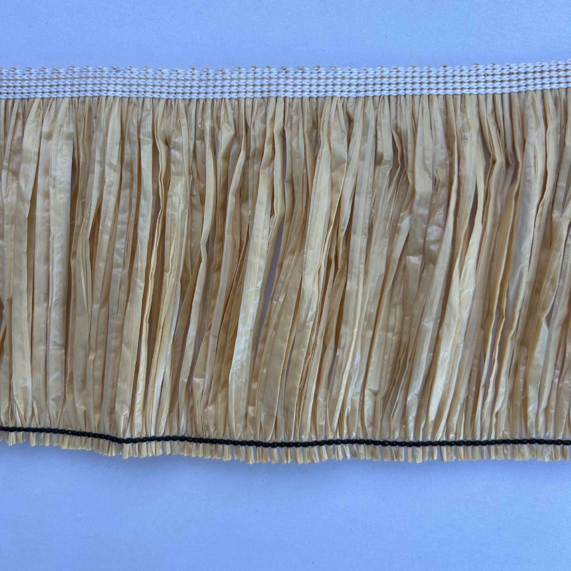 户外遮阳伞PP草稻草拉菲草排须纸纱质热切流苏花边