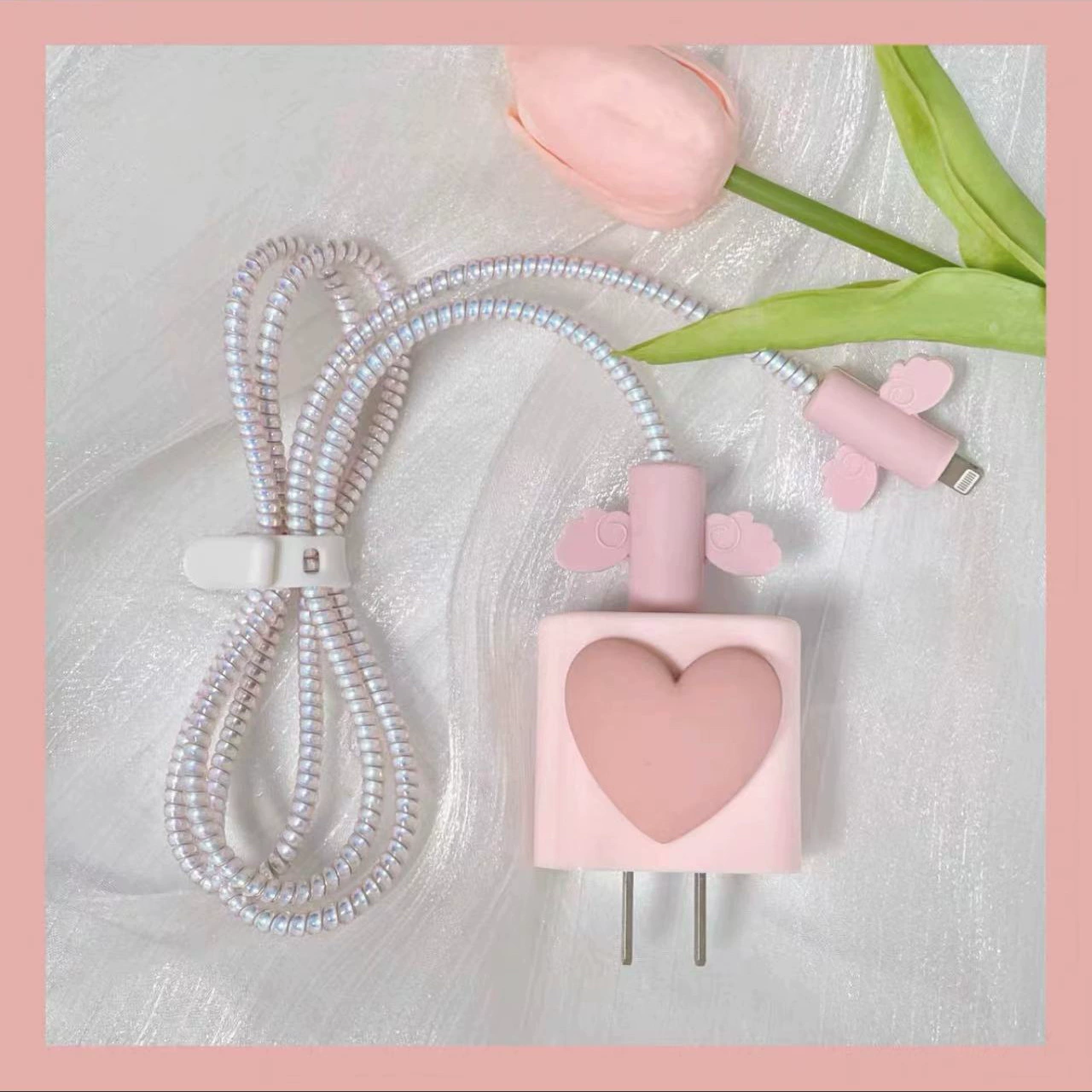 Apple, genuine protective case, protective charger, angel wings, set