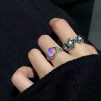 Комплект колец из трех частей с цирконом, корейские женские модные драгоценные камни, доступный роскошный нишевый дизайн, опал, бриллиант, высококачественный лунный камень