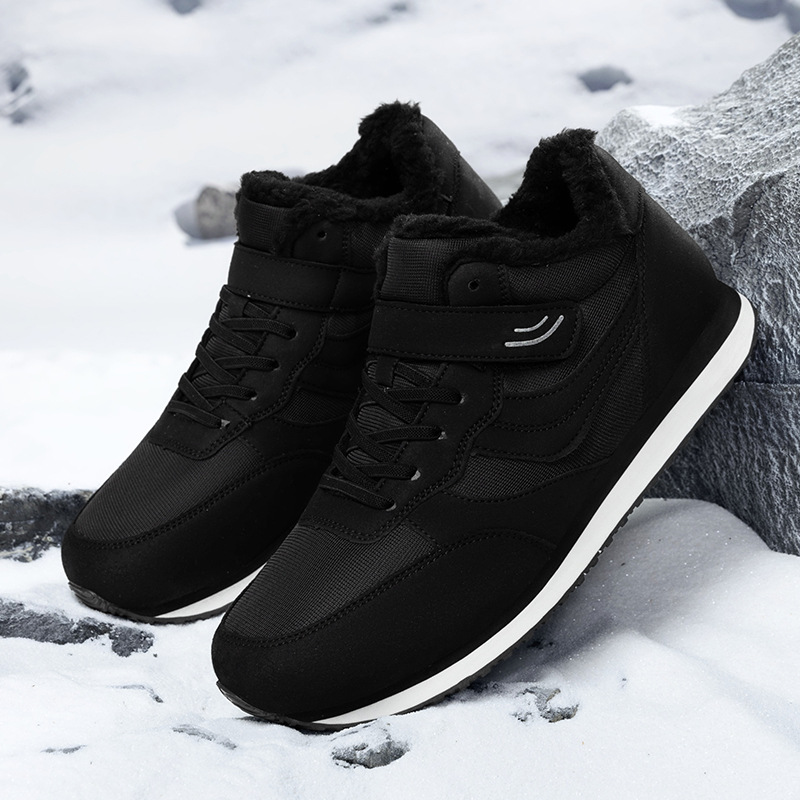Zapatos anti-deslizantes sueltos para personas mayores zapatos de caminata de mujer con terciopelo calentador zapatos de madres de mediana edad zapatos de algodón de alta altura zapatos de nieve de mujer