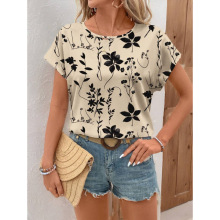 E 60257 Floral Print Crew Shirt ����ӡ��Բ������羳��ó