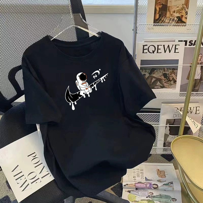 Летняя хлопковая oversize футболка, американский стиль, короткий рукав, унисекс, дышащая