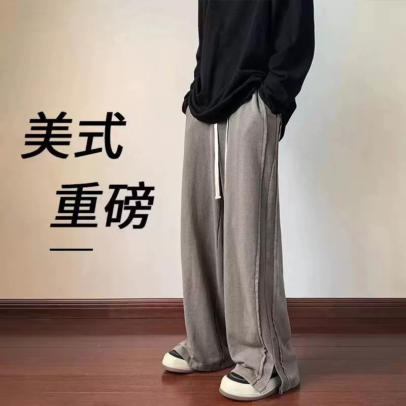 Мужские demi-season casual брюки для отдыха, свободный прямой крой, плюс размер