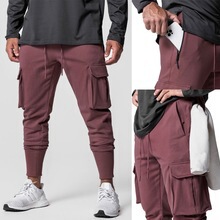 European and American New Style American Sports Casual Trousers Men's Slim Basketball Sweatpants Outdoor Running Multi-Pocket Cargo Pants