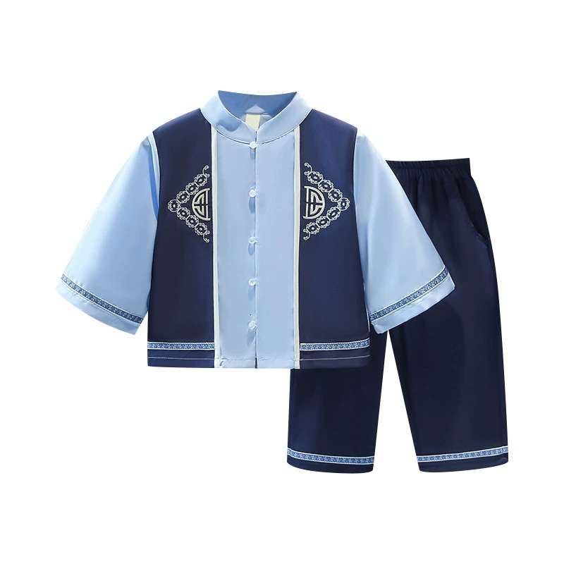Spring Hanfu for boys, autumn fashionable set, ethnic suit, Chinese style, ethnic style